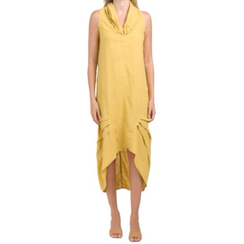 For Cynthia Linen Blend Dress Cowl Neck‎ Sz Large